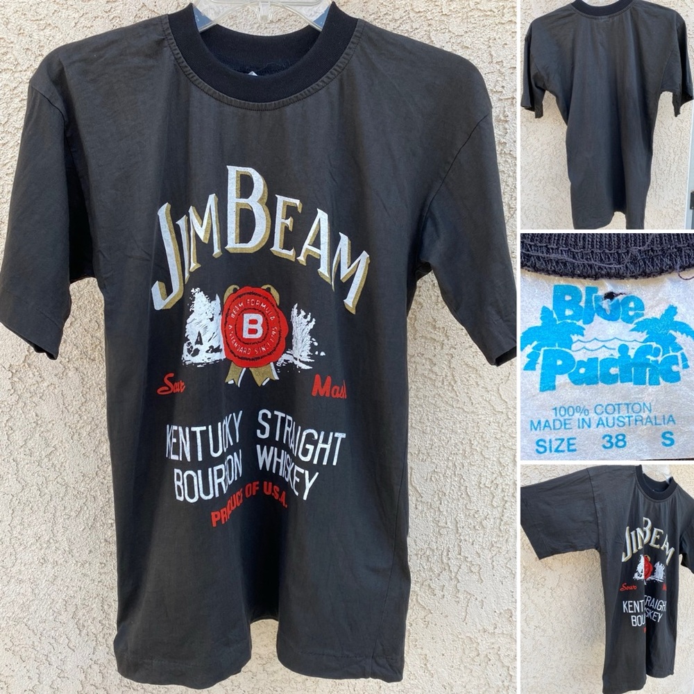 Vintage Jim Beam Sour Mash Kentucky Straight Bourbon Whiskey T Shirt size 38 S